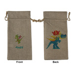 Dragons Large Burlap Gift Bag - Front & Back (Personalized)