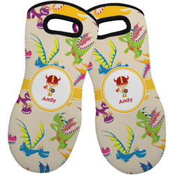 Dragons Neoprene Oven Mitts - Set of 2 w/ Name or Text