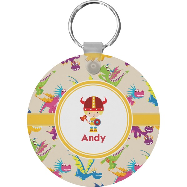 Custom Dragons Round Plastic Keychain (Personalized)