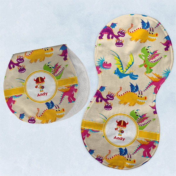 Custom Dragons Burp Pads - Velour - Set of 2 w/ Name or Text