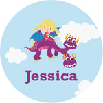 Girl Flying on a Dragon Multipurpose Round Labels - 1" (Personalized)