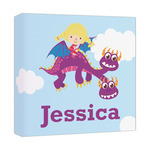 Girl Flying on a Dragon Canvas Print - 12x12 (Personalized)