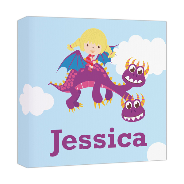 Custom Girl Flying on a Dragon Canvas Print - 12x12 (Personalized)