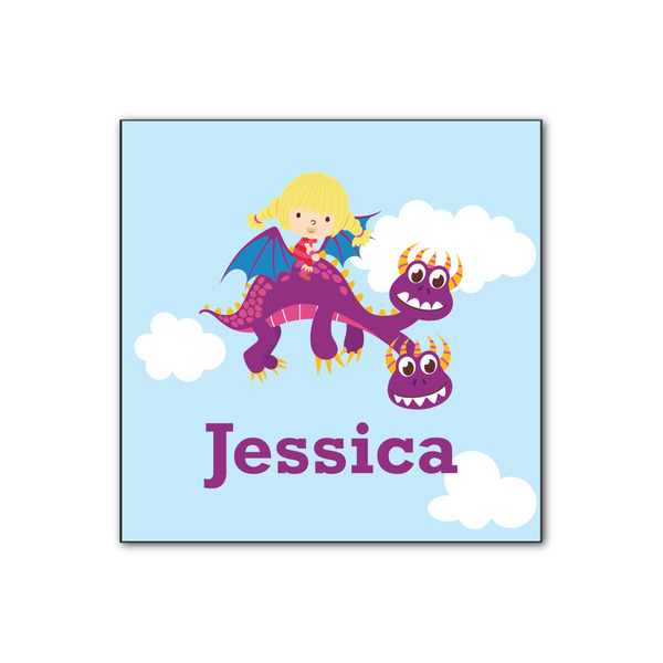 Custom Girl Flying on a Dragon Wood Print - 12x12 (Personalized)