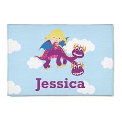 Girl Flying on a Dragon 2' x 3' Patio Rug (Personalized)