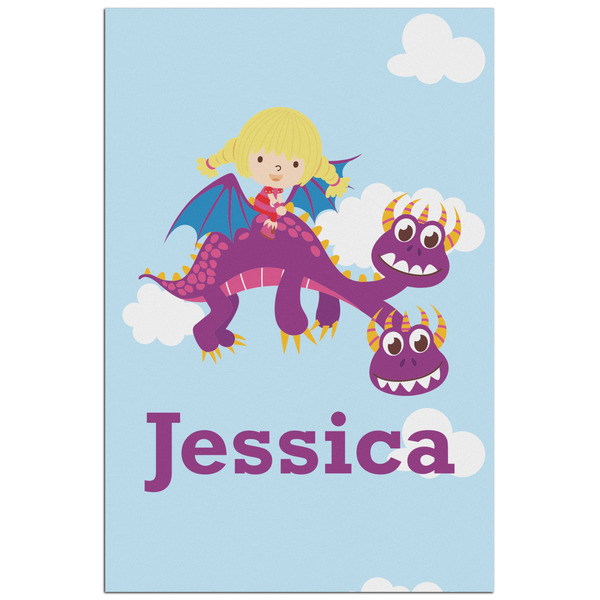 Custom Girl Flying on a Dragon Poster - Matte - 24x36 (Personalized)