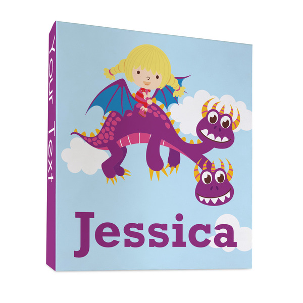 Custom Girl Flying on a Dragon 3 Ring Binder - Full Wrap - 1" (Personalized)