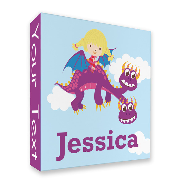 Custom Girl Flying on a Dragon 3 Ring Binder - Full Wrap - 2" (Personalized)