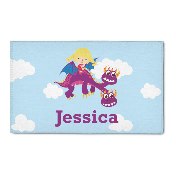 Custom Girl Flying on a Dragon 3' x 5' Patio Rug (Personalized)