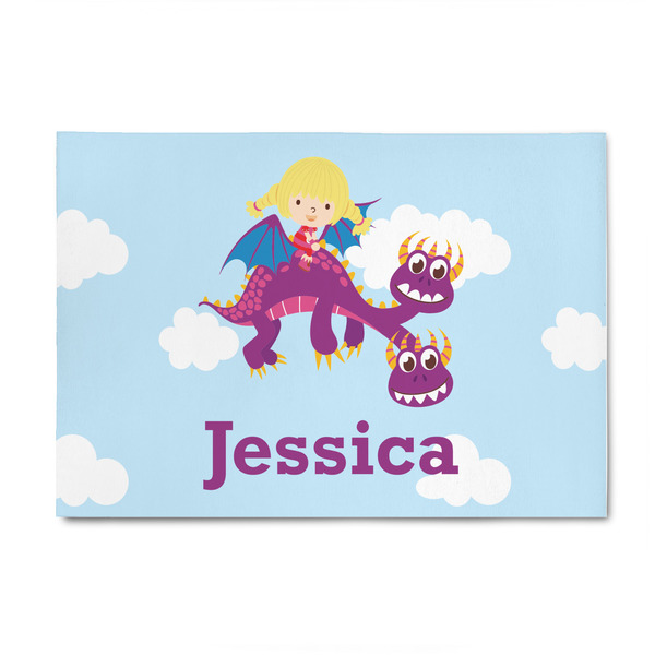 Custom Girl Flying on a Dragon 4' x 6' Patio Rug (Personalized)