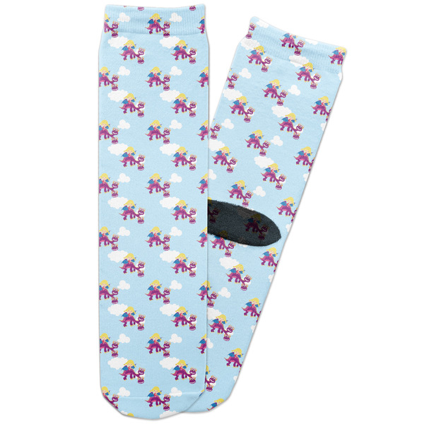 Custom Girl Flying on a Dragon Adult Crew Socks