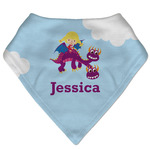 Girl Flying on a Dragon Bandana Bib (Personalized)