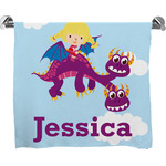 Girl Flying on a Dragon Bath Towel (Personalized)