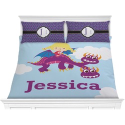 Girl Flying on a Dragon Comforter Set - King (Personalized)