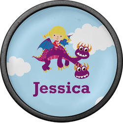 Girl Flying on a Dragon Cabinet Knob (Black) (Personalized)