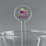 Girl Flying on a Dragon 7" Round Plastic Stir Sticks - Clear (Personalized)