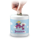 Girl Flying on a Dragon Coin Bank (Personalized)