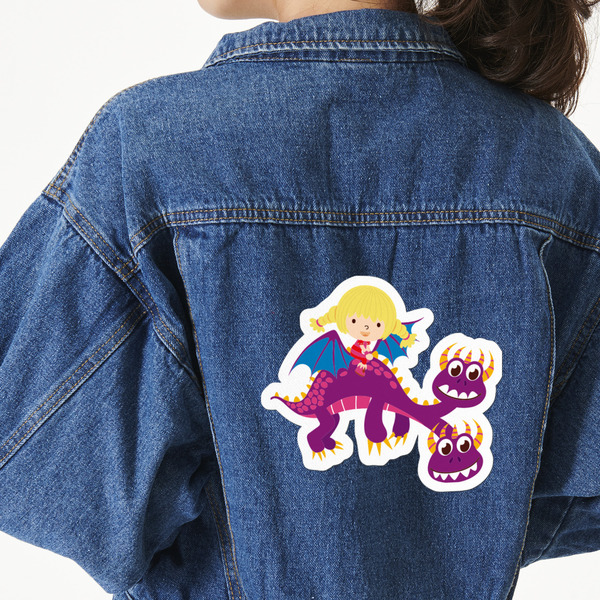 Custom Girl Flying on a Dragon Large Custom Shape Patch - 2XL