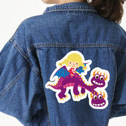 Girl Flying on a Dragon Twill Iron On Patch - Custom Shape - 3XL - Set of 4