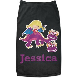 Girl Flying on a Dragon Black Pet Shirt - L (Personalized)