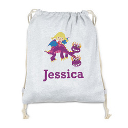 Girl Flying on a Dragon Drawstring Backpack - Sweatshirt Fleece - Single Sided (Personalized)