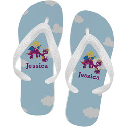 Girl Flying on a Dragon Flip Flops - Medium (Personalized)