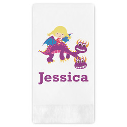 Girl Flying on a Dragon Guest Paper Towels - Full Color (Personalized)