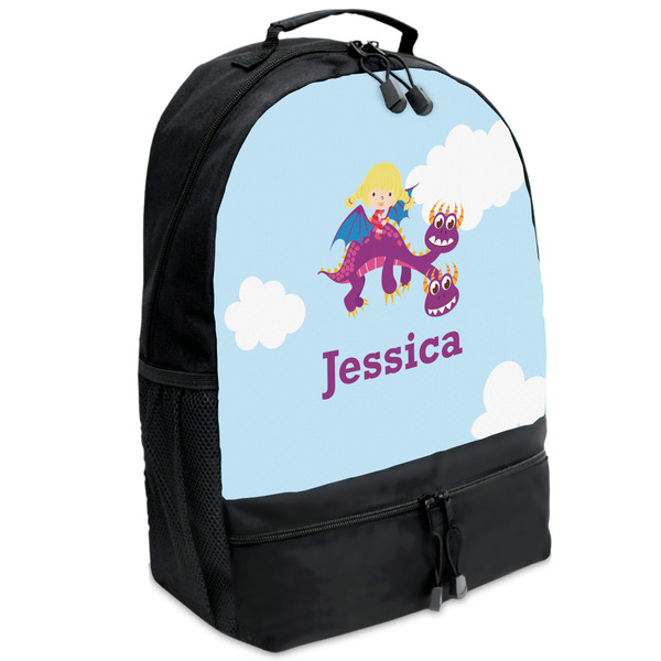 Custom Girl Flying on a Dragon Backpacks - Black (Personalized)