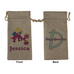 Girl Flying on a Dragon Large Burlap Gift Bag - Front & Back (Personalized)