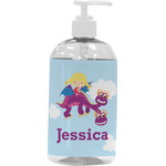 Girl Flying on a Dragon Plastic Soap / Lotion Dispenser (16 oz - Large - White) (Personalized)