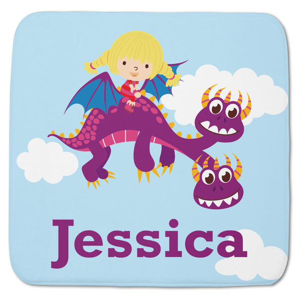 Custom Girl Flying on a Dragon Memory Foam Bath Mat - 48"x48" (Personalized)