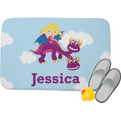 Girl Flying on a Dragon Memory Foam Bath Mat - 24"x17" (Personalized)