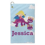 Girl Flying on a Dragon Microfiber Golf Towel - Small (Personalized)