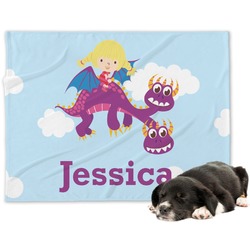 Girl Flying on a Dragon Dog Blanket - Regular (Personalized)