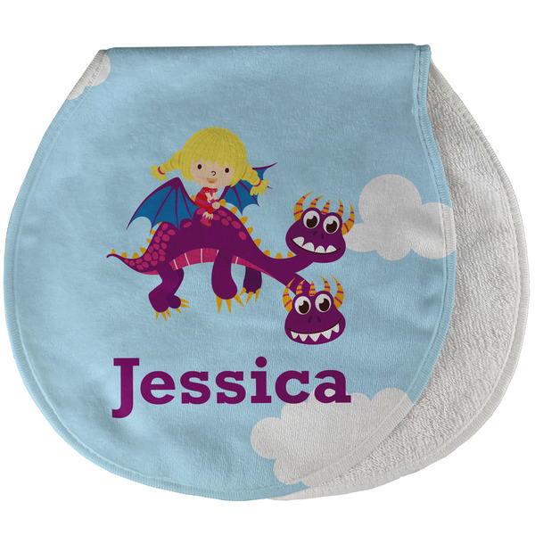 Custom Girl Flying on a Dragon Burp Pad - Velour w/ Name or Text