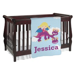 Girl Flying on a Dragon Baby Blanket (Single Sided) (Personalized)