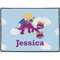 Girl Flying on a Dragon Door Mat - 24"x18" (Personalized)