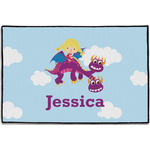 Girl Flying on a Dragon Door Mat - 36"x24" (Personalized)