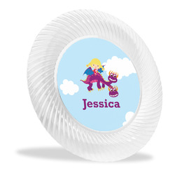 Girl Flying on a Dragon Plastic Party Dinner Plates - 10" (Personalized)