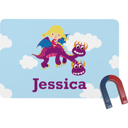 Girl Flying on a Dragon Rectangular Fridge Magnet (Personalized)