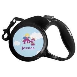 Girl Flying on a Dragon Retractable Dog Leash - Large (Personalized)