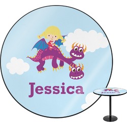 Girl Flying on a Dragon Round Table - 30" (Personalized)