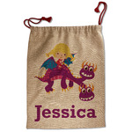 Girl Flying on a Dragon Santa Sack - Front (Personalized)