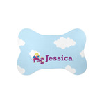 Girl Flying on a Dragon Bone Shaped Dog Food Mat (Small) (Personalized)