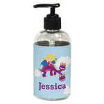 Girl Flying on a Dragon Plastic Soap / Lotion Dispenser (8 oz - Small - Black) (Personalized)