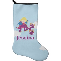 Girl Flying on a Dragon Holiday Stocking - Single-Sided - Neoprene (Personalized)