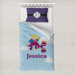 Girl Flying on a Dragon Toddler Bedding Set - With Pillowcase (Personalized)