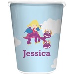 Girl Flying on a Dragon Waste Basket - Single Sided (White) (Personalized)