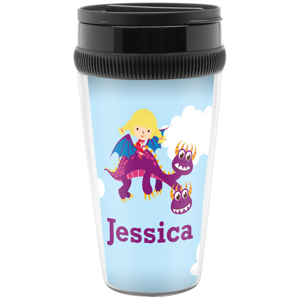 Custom Girl Flying on a Dragon Acrylic Travel Mug without Handle (Personalized)