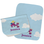 Girl Flying on a Dragon Burp Cloths - Fleece - Set of 2 w/ Name or Text